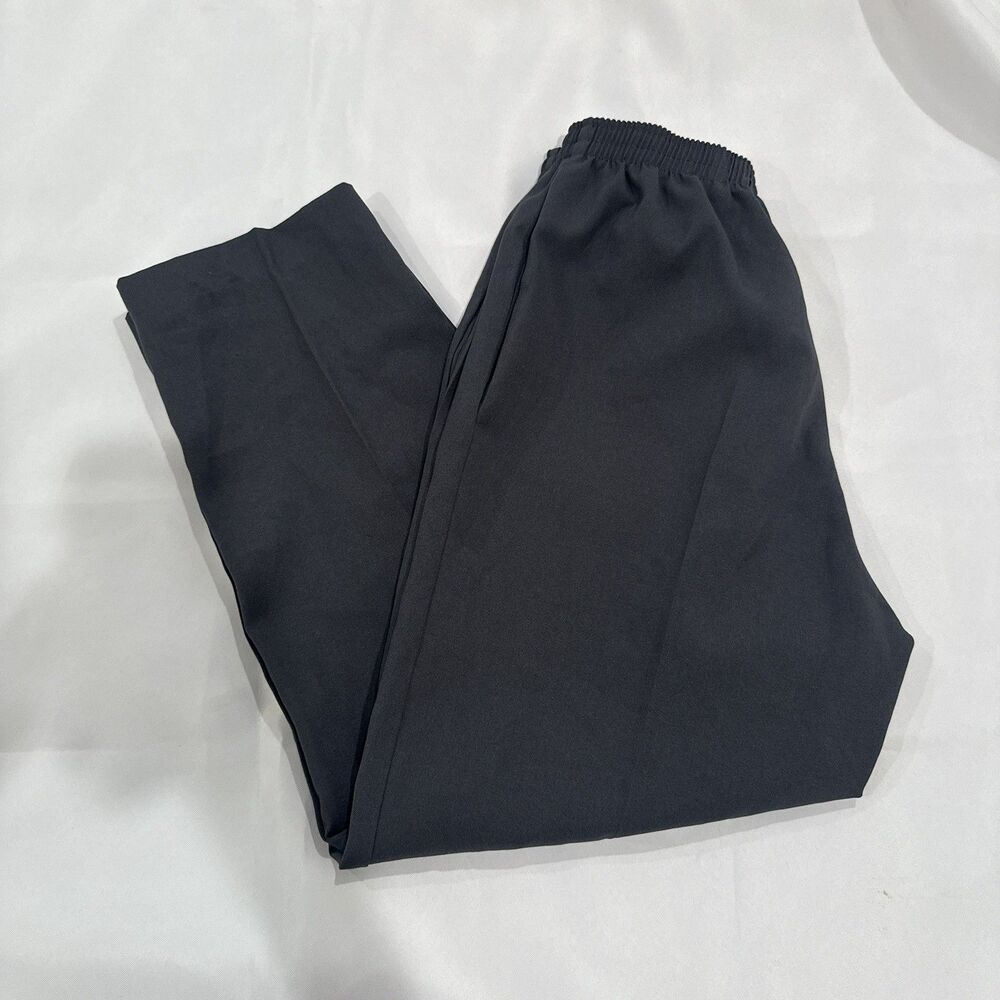 Women's Black Pants M Medium Pockets Elastic Waist Pull On Dress Pants